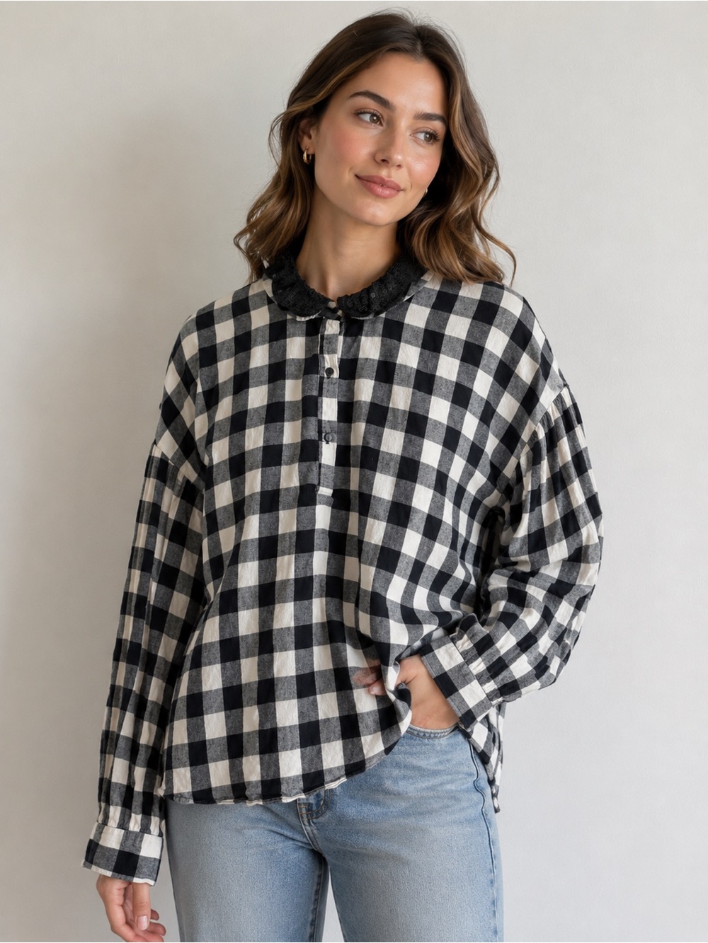 Zara Gingham Checked Long Sleeve Shirt